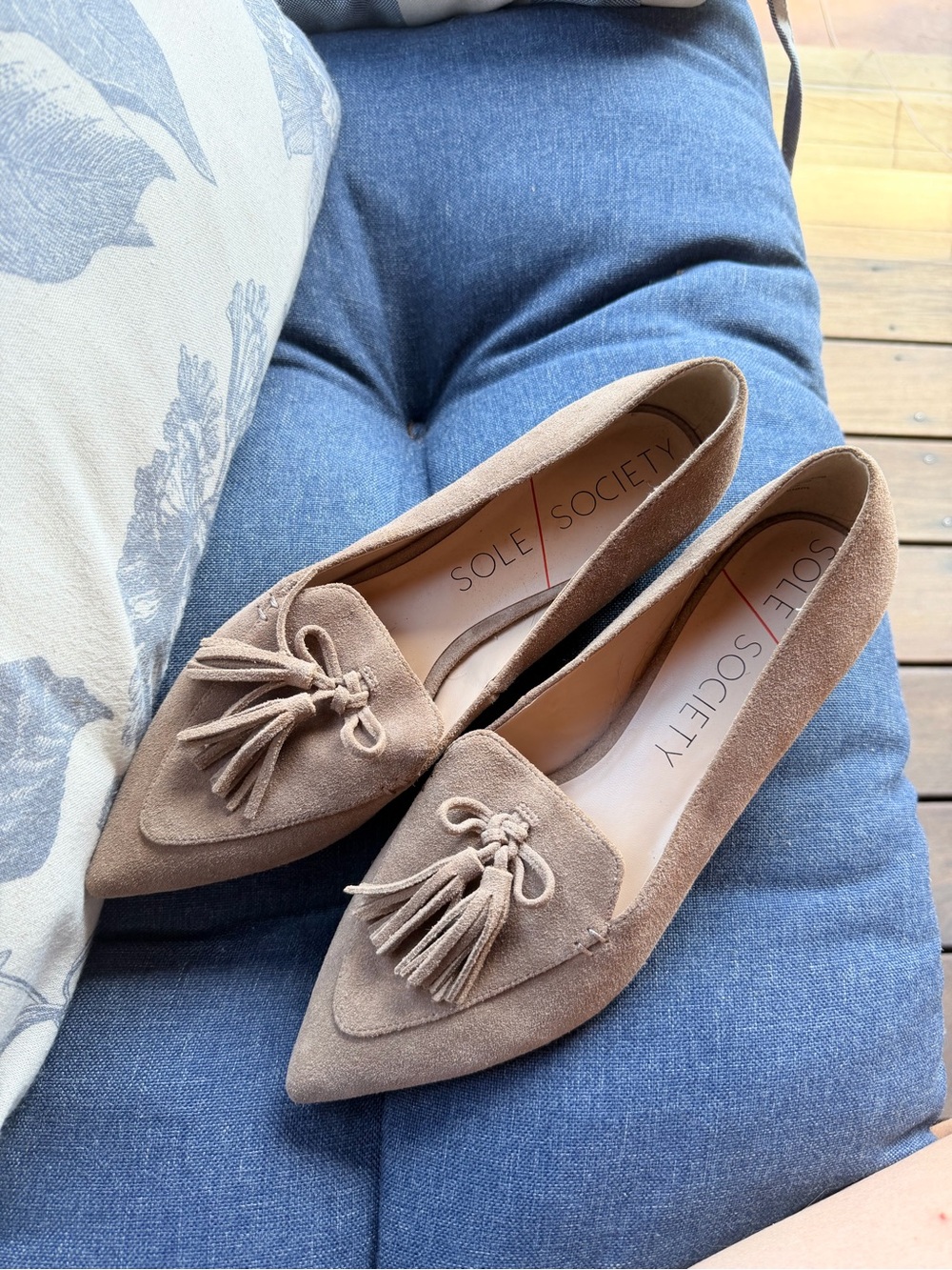 Sole Society Taupe Suede Loafers